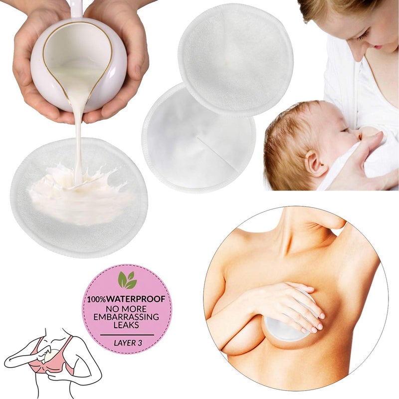 Pinowu Nursing Breast Pads with Laundry Bag (12pcs) - Contoured Breastfeeding Nipple Pad (Pastel Touch, 4.5 inch) - Image 3